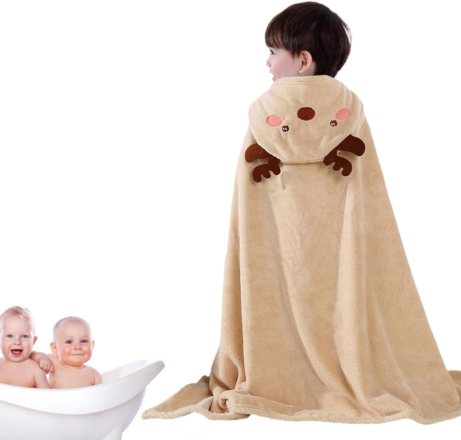 Houssem Toallas y Paños para Bebés, Manta de Peluche de Animales de Dibujos Animados esponjosa, Toallas de baño para bebé con Capucha ultrasuaves superabsorbentes con Lindas Orejas para niños y niñas