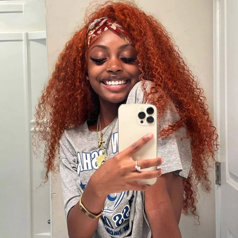 SOMIARIK Curly Headband Wig For Black Women Ginger Headbands Wigs Curly Headband Wig Machine Made Wigs 150% Density 26 Inch - Image 2