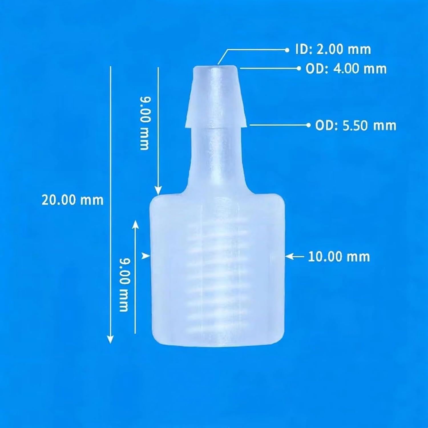 Plastic Female Threaded Straight Adapter for Food Machinery Laboratory Biochemical Analysis Instruments Bulk Clear PP 100 Pack (5/32'' Barbed to 1/4-28unf Thread)