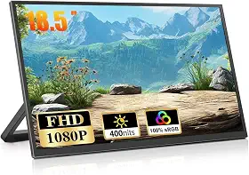 Monitor Portátil 18,5'', FHD 1080P, Suporta Duas Interfaces USB-C/HDMI, Plug And Play, Alto Contraste 1000:1, Monitor Portatil para Notebook, Computadores, Celular, para PS, Segunda Tela