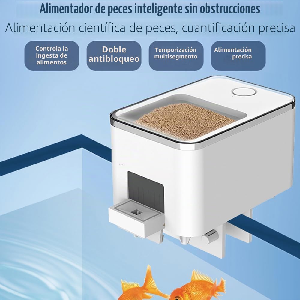 Weytoll Comedero Automatico Peces, Control de Aplicación WiFi de 100 ML Dispensador Comida, Doble Protección Antibloqueo, Control Preciso