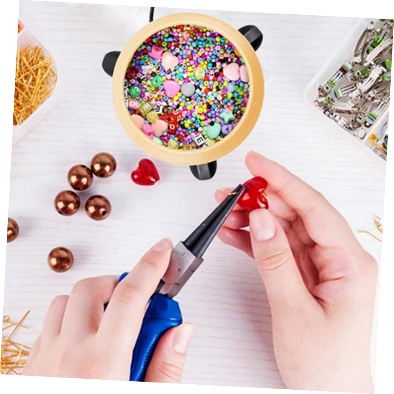 JEWEDECO DIY Bead Spinner Bowl Beading Tool Abs Material Electric Bead Crafting for Bracelets Charms for Jewelry Making