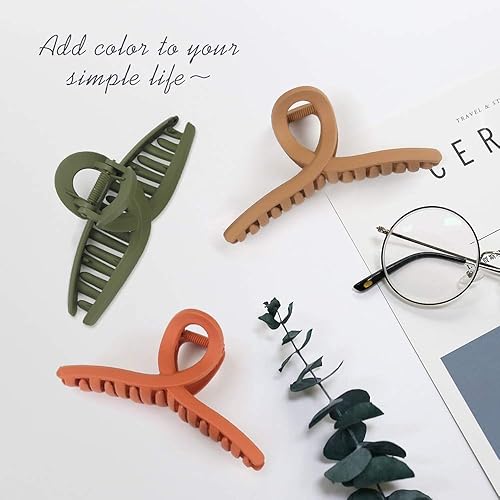 Miniatura 5 de Pinzas para el cabello para mujer, pinzas de pelo mate antideslizantes, pinzas para el cabello grandes de 4.3 pulgadas, accesorios para el cabello