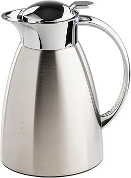 TableCraft 12674 34 oz 1L Stainless Steel Coffee Carafe, Brushed Stainless Steel with PVD Finish, Vacuum Insulated, Lightweight Leak Proof Coffee Dispenser, For Cafes, Restaurants & Catering