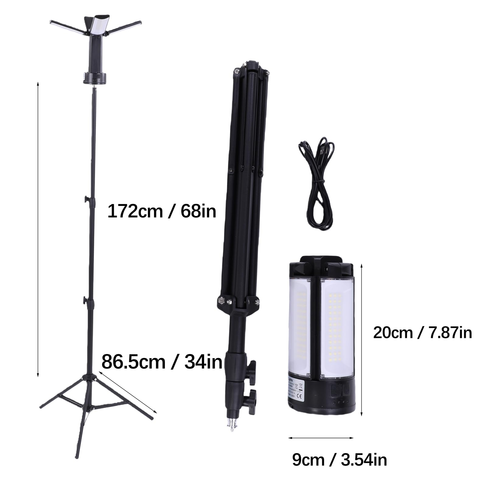 Naroote 4LED Camping-Laterne, Faltbar, Wiederaufladbar, 10400 MAh, 5 Modi | Zeltleuchte mit Magnetfuß, verstellbarem Stativ, 4100 lm, 6000 K Tageslicht für den Notfall beim Wandern, Angeln