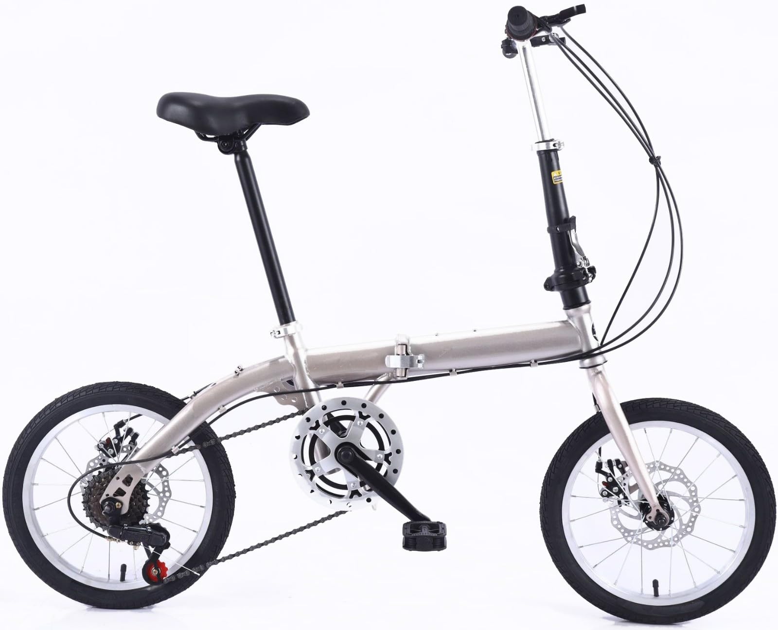 Bicicletta Pieghevole 14/16 Pollici Anteriore E Posteriore con Telaio Acciaio Carbonio Bicicletta per Adulti velocità Variabile Bicicletta Pieghevole per Studenti Super Leggera A,16inch