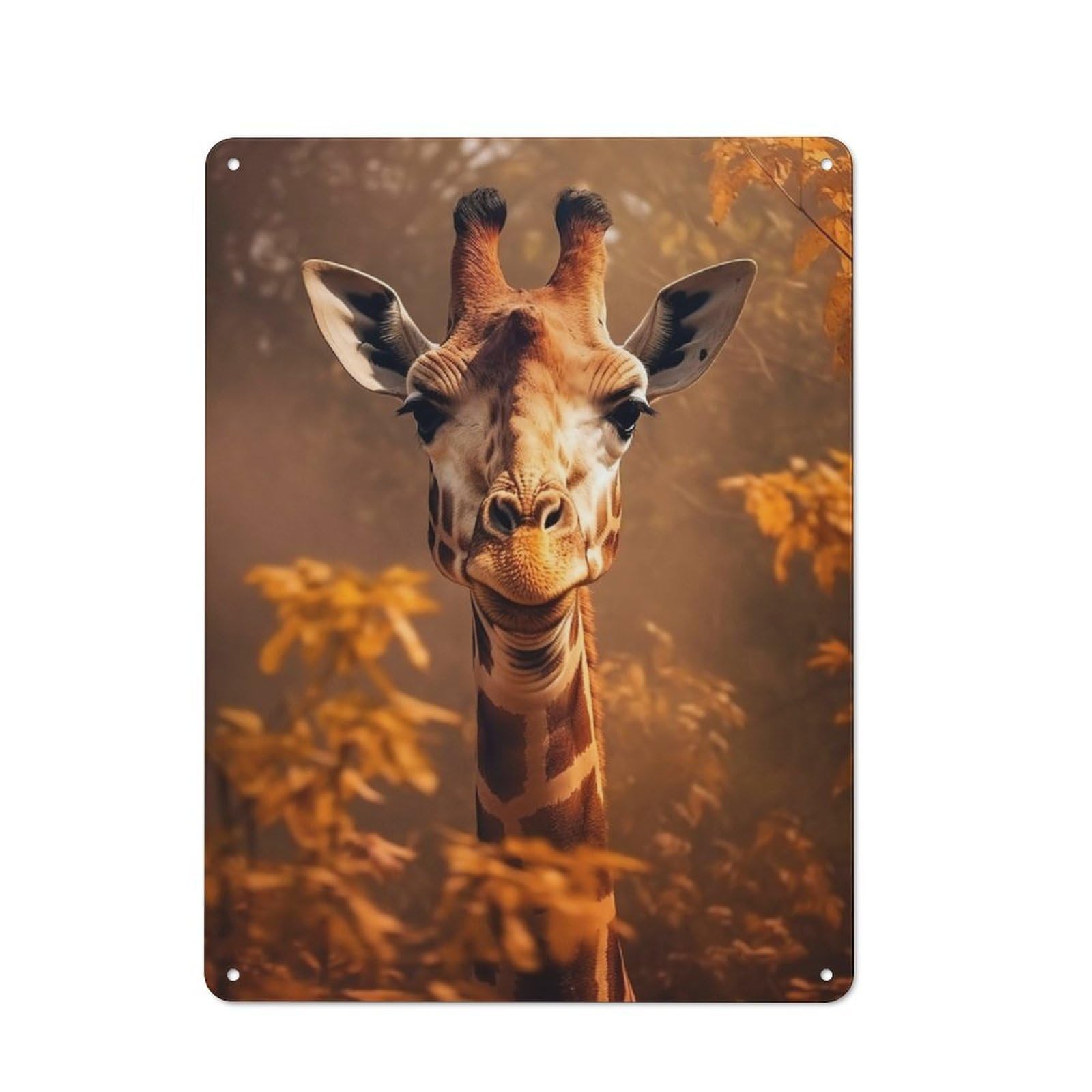 Junmoney Close Up Giraffe Retro Metal Wall Sign 40X30cm With For Home Bar Wall, A Housewarming Gift For Hosts Who Enjoy Retro Interiors
