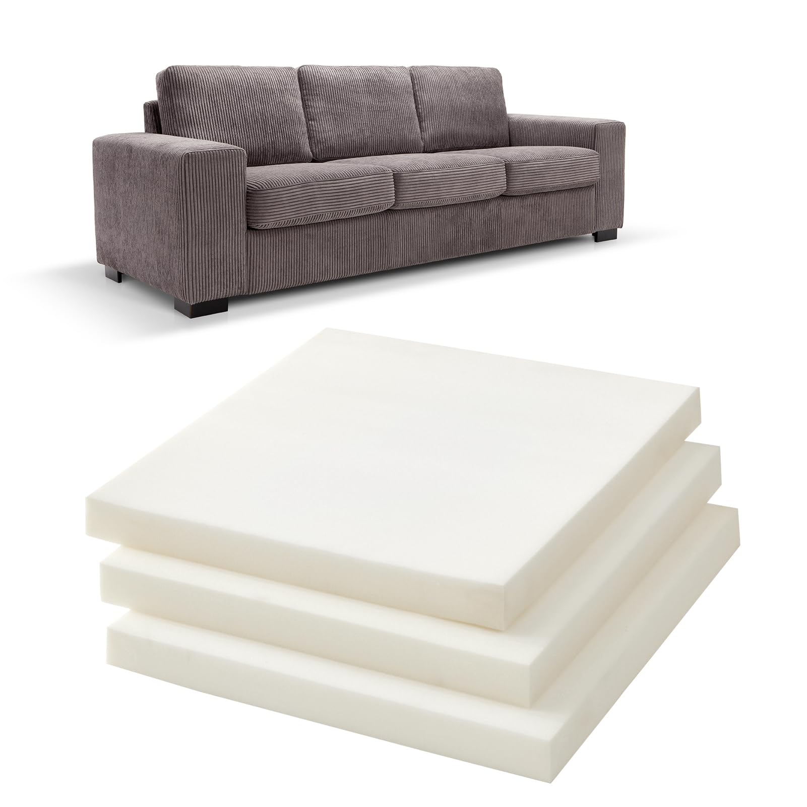 HIGOGOGOCouch Cushion Support High Density Foam Replacement for Seat Sagging, Sofa Sag Repair Pad for Sectional Loveseat Chair, 50 x 50 cm, 3 Pc