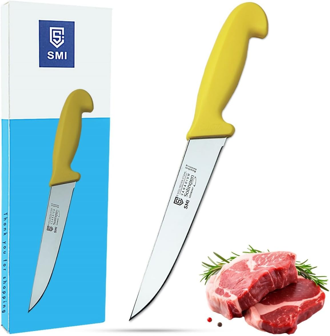 7 inch Solingen Butcher Knife - Professional Chef Knife for Meat Cutting and Processing - Made in Germany