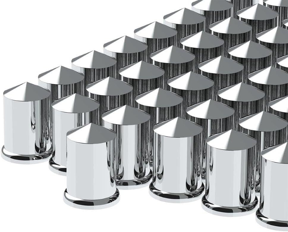 United Pacific 10011CB Wheel Lug Nut Cover, 1-1/2" X 3", Chrome, Plastic, Pointed, Push-On
