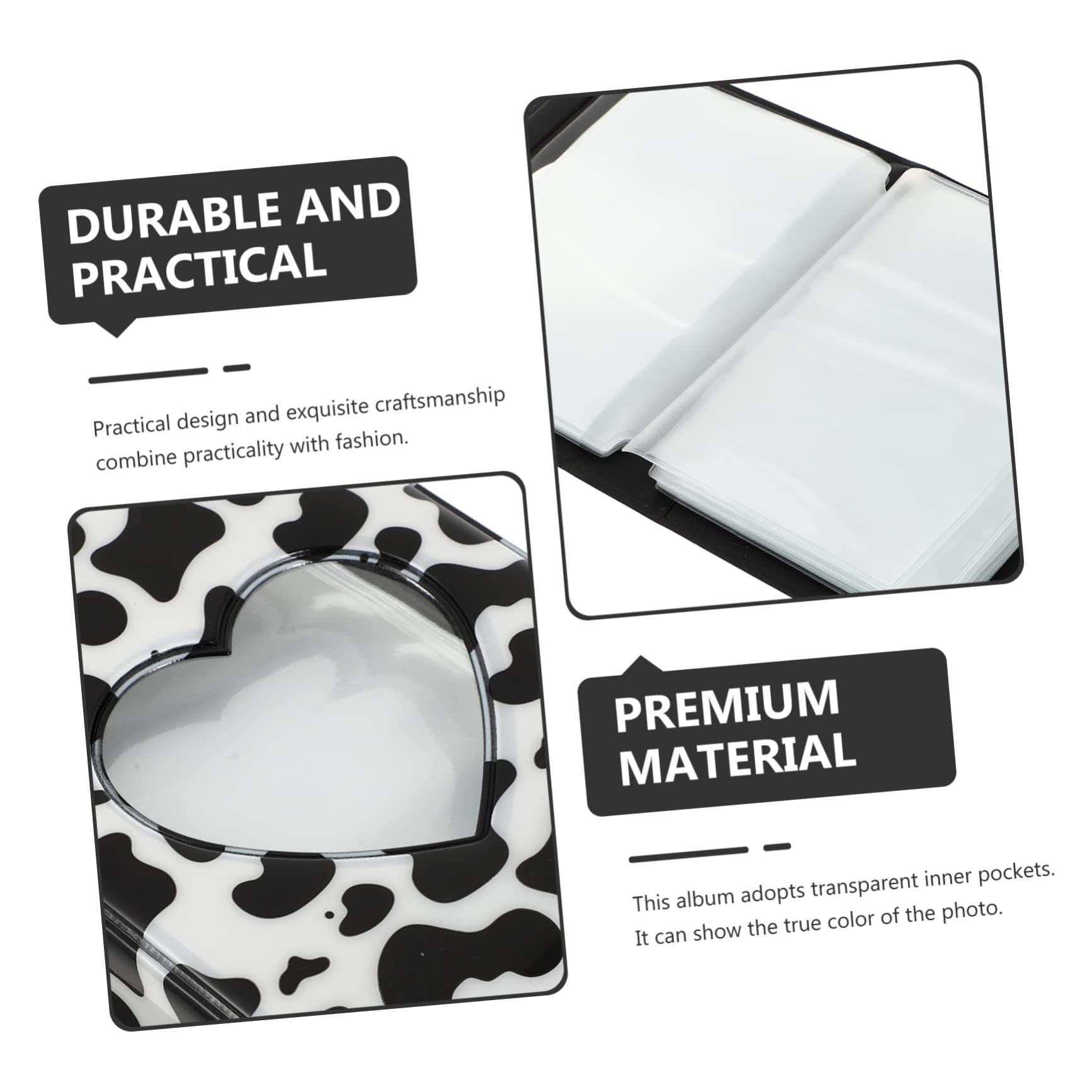 HOODANCOS Small Heart Hollow Photo Album for Photos Cow Pattern Lightweight and Portable Keepsake for Cherished Memories