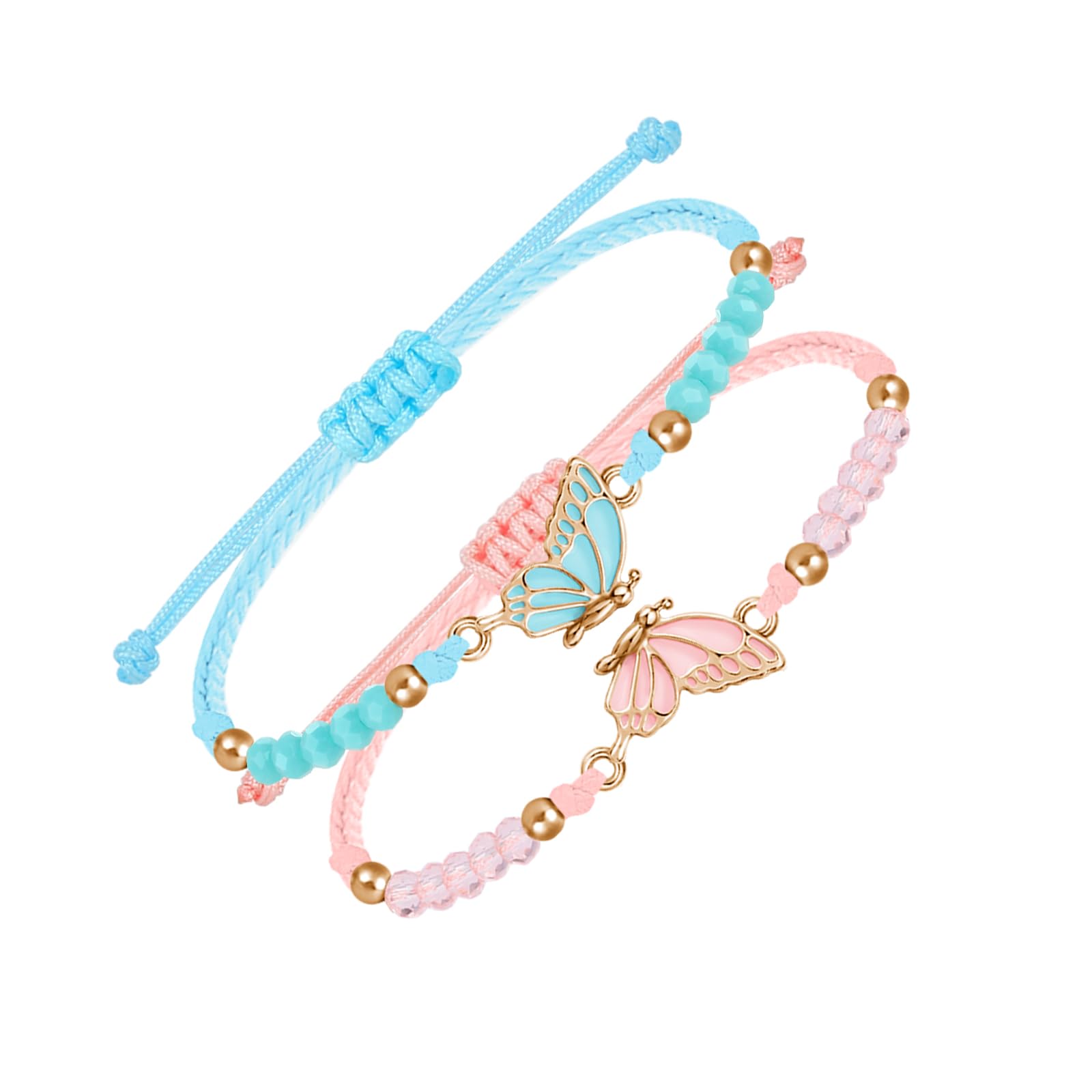 MJartoriaBFF Bracelets for 2-Butterfly Matching Bracelets Adjustable Strand Best Friends Bracelet Handmade Charm Friendship Bracelets Jewelry Gifts for Women Couples