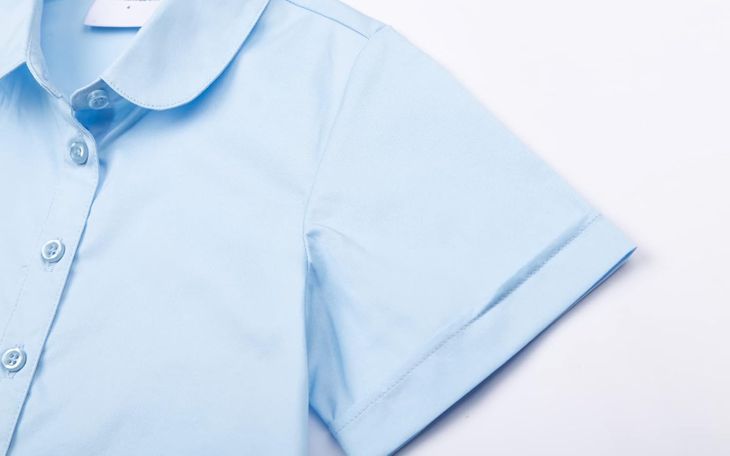 Mud Kingdom Girls Short Sleeve Shirt Peter Pan Collar School Uniform Poplin Blouse - Image 4