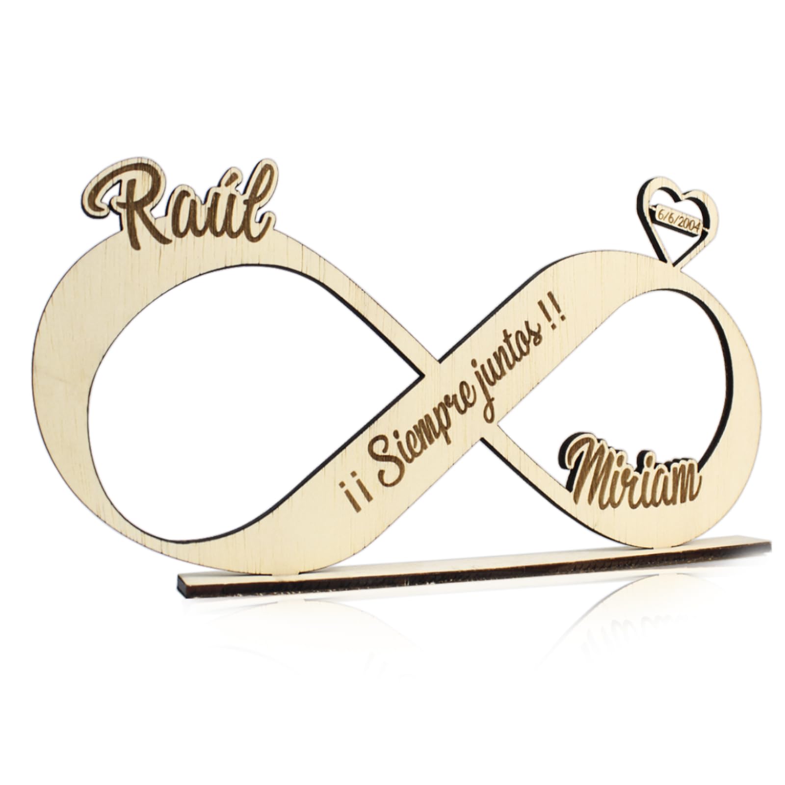 JR Maderas Diseño Personalizado de Madera - Decoracion del Hogar - Simbolo del Infinito Personalizado con Nombre y Fecha en Madera - Boda - San Valentin - Novios - Regalo Original Pareja Aniversario.