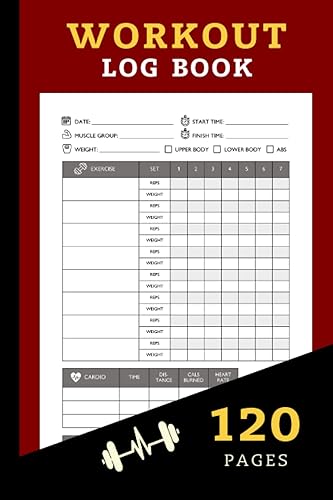 Workout Log Book: Gym Weight Lifting Log Book and Workout Journal for Bodybuilding Weightlifting &amp; Home Workout Motivation | Gym Planner Exercise ... Book Gifts) | Red Black Design 120 Pages
