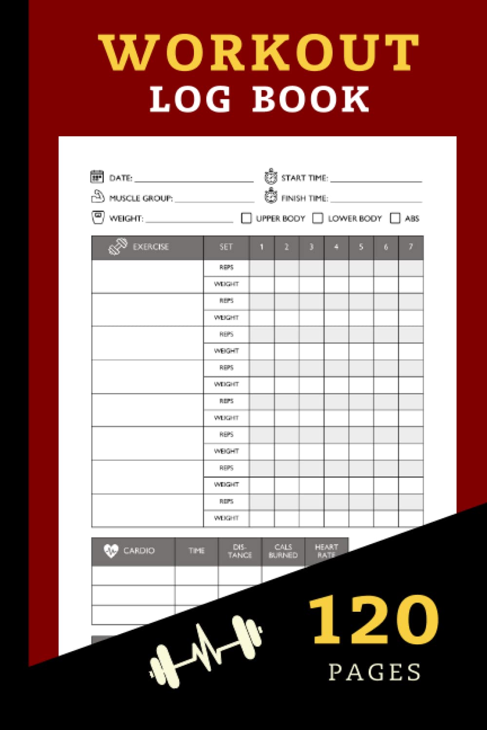 Workout Log Book: Gym Weight Lifting Log Book and Workout Journal for Bodybuilding Weightlifting & Home Workout Motivation | Gym Planner Exercise ... Book Gifts) | Red Black Design 120 Pages
