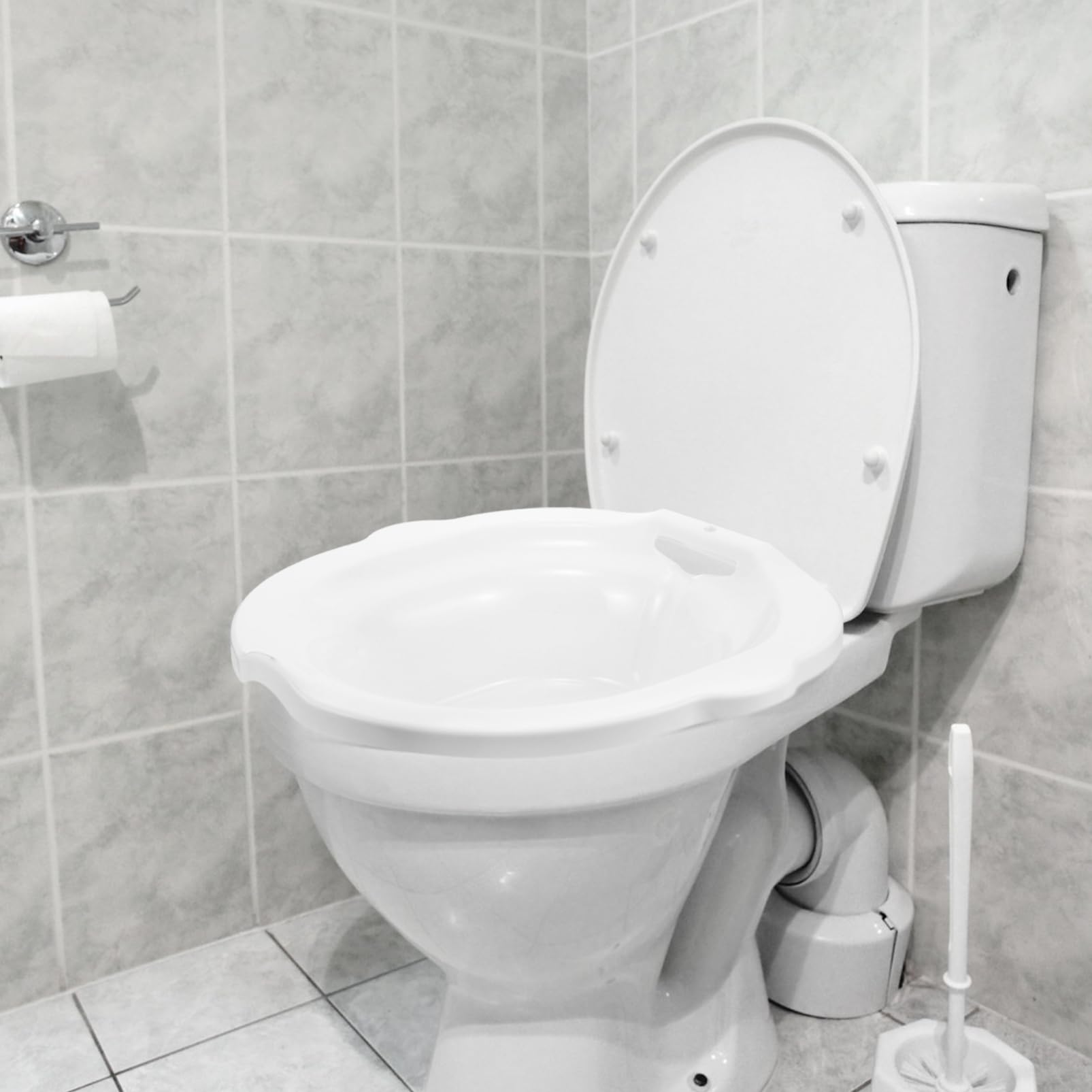 Bacinella Sitz Bath in PP Bianco per Gestanti e Post Parto | Superficie Liscia, Struttura Robusta, Design Unico, per Lavaggio Intimo, Uso da Seduta, Igiene Quotidiana