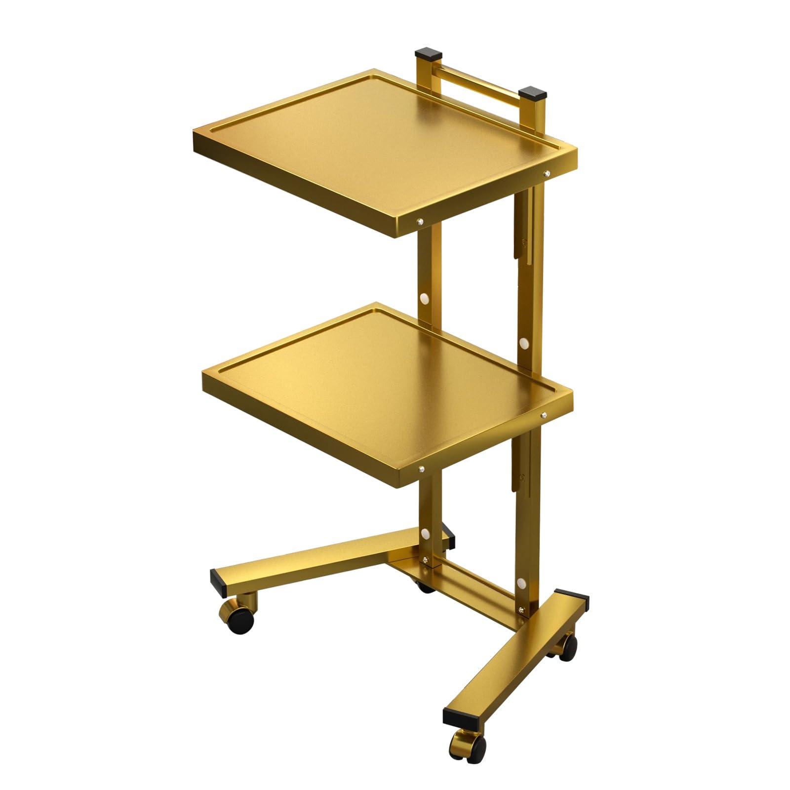 Carrello da cucina a 2 ripiani in metallo con ruote, pieghevole, per estetiste e parrucchieri, elegante finitura dorata, perfetto per uso domestico e professionale