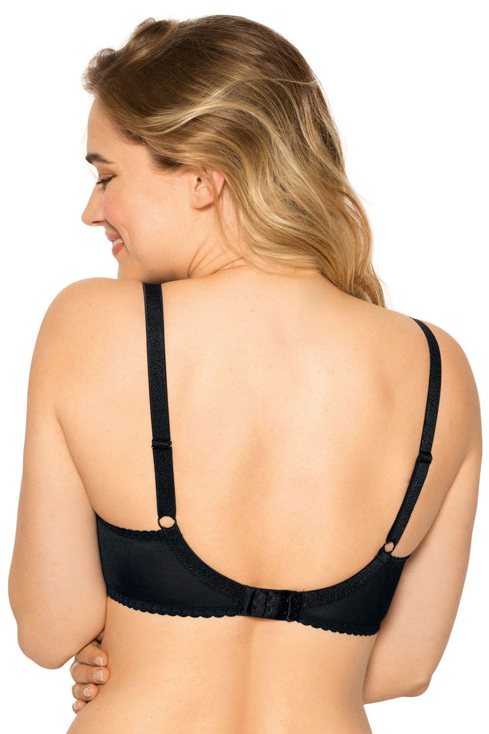 Gaia Sujetador Nancy – Suave – Sujetador Blando – Diseño geométrico – Sujetador con Aros para Mujer – Fuerte Soporte – Gran Busto – Amplia Gama de Tallas - Negro G75