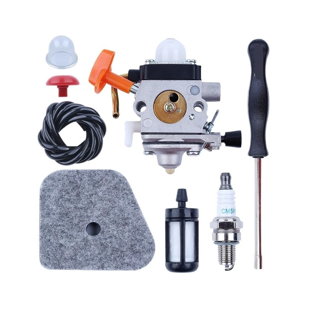 Kit de filtro de aire y línea de combustible compatible with carburador compatible con modelos FS87, FS90, FS100, FS110 y HT100, con destornillador compatible with bujías.