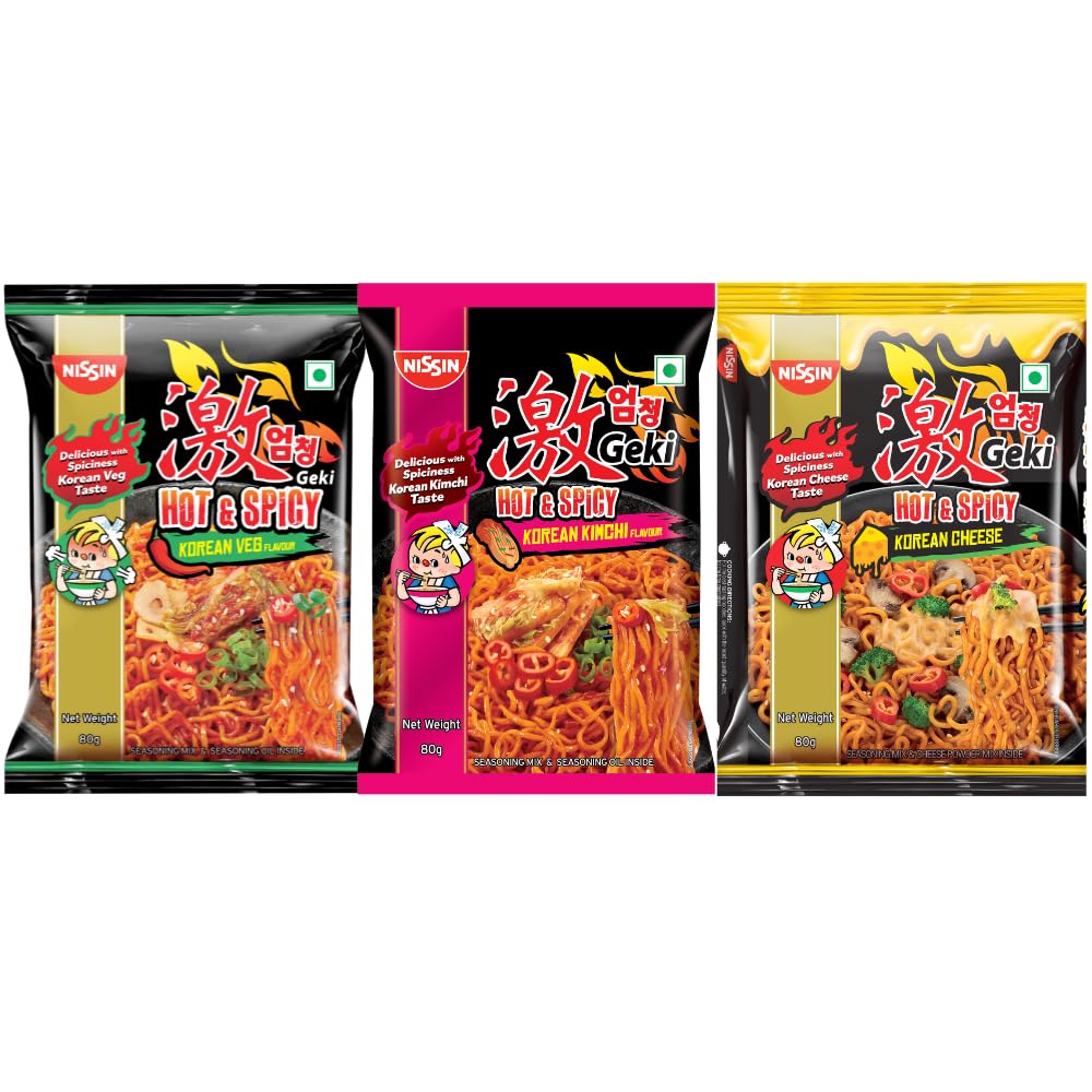 Geki Nissin Hot & Spicy Korean Ramen Instant Noodles Variety Pack Vegetarian, Kimchi & Cheese Flavors | Bold & Spicy Trave... - Review, Price and Buying Guide