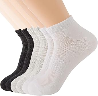 NicelyWe Womens Ankle Running Sports Terry Socks Mesh Cushioned Breathable Low Cut Short Cotton Athletic Sock 6 Pairs