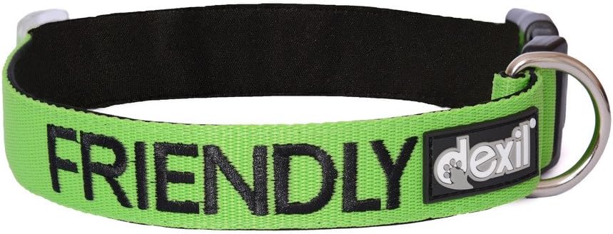 FRIENDLY (Known as Friendly) Green Colour Coded Neoprene Padded Dog Collar PREVENTS Accidents By Warning Others Of Your Dog In Advance (Large-XL)