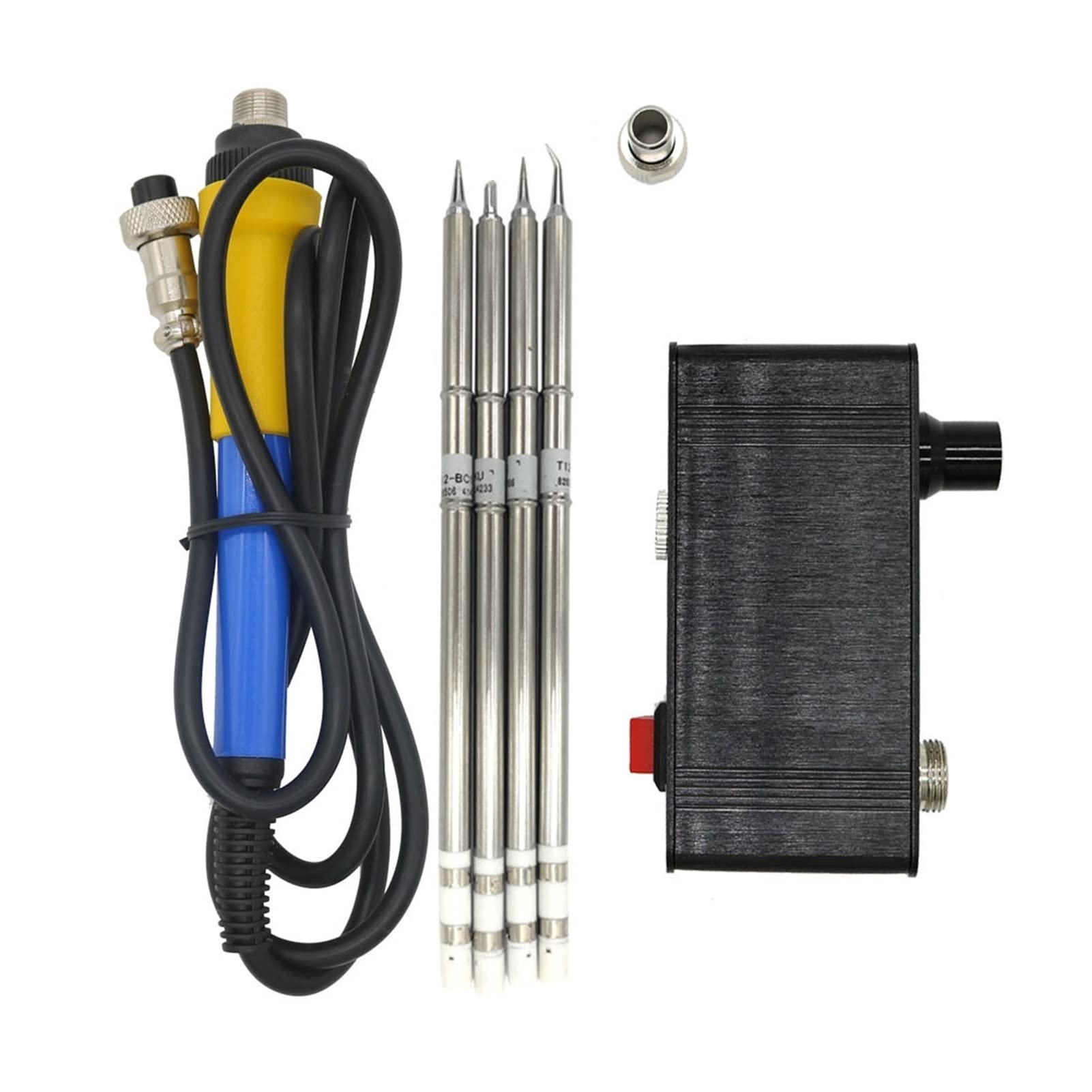 Stacje Lutownicze, T12-942 lutownicza stacja narzędzia elektryczne spawanie Iron Tips kontroler temperatury z uchwytem 907(SET4,Black handle)