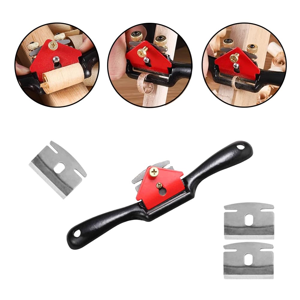 Spokeshave Plana Ajustable Manual Garlopa de Carpintería Cepillo de Borde de Mano Ajustable Ajustable Garlopa de Carpintería Spokeshave para Cepilladora de madera con 4 Cuchillas de Repuesto