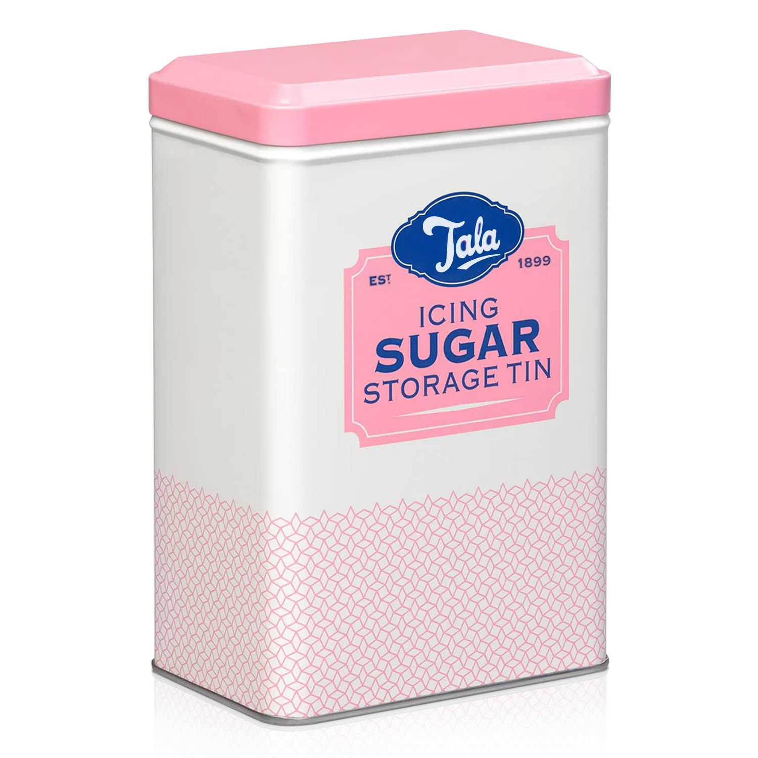 Besto Icing Sugar Storage Container | 16.3x10.5x7 cm Metal Storage Tin to Hold A Full Bag of Icing Sugar | Tight-Fit Lid Keeps Sweet Fresh & Clump-Free