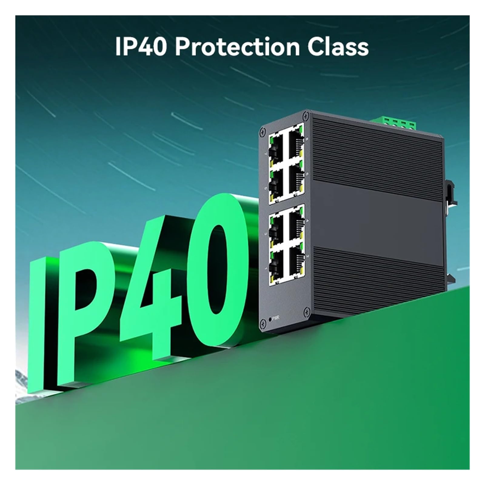 Switch Industriale Gigabit a 8 Porte, Mini Switch Ethernet Industriale da 1000 Mbps, Montaggio su Guida, Protezione IP40