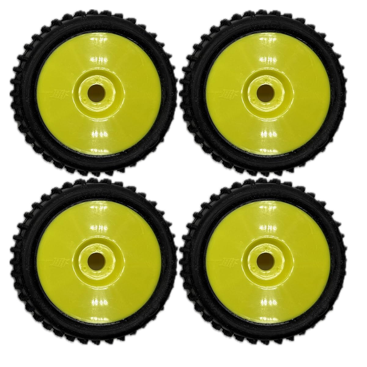 Pneu 6mik T-REX su cerchione giallo gomma 15/25° - Montati e incollati - Buggy TT RC 1/8 - auto telecomandata - Competizioni - Set di 4 pneumatici