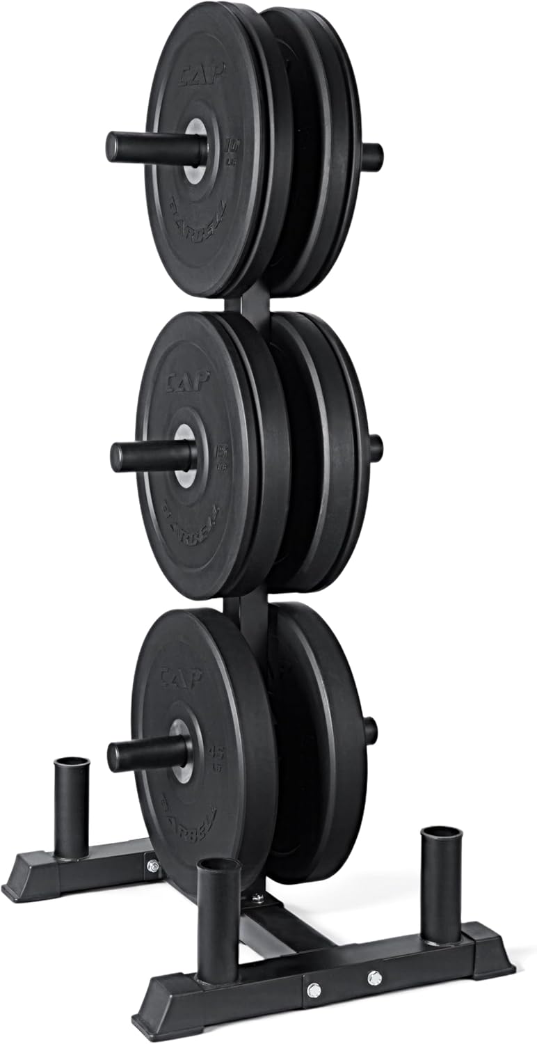 CAP Barbell 2-Inch Olympic Bumper Plate Weight Set with 6 Post Rack | 100-370 lbs | Multiple Options CAP Barbell 2-Inch Olympic Bumper Plate Weight Set with 6 Post Rack | 100-370 lbs | Multiple Options