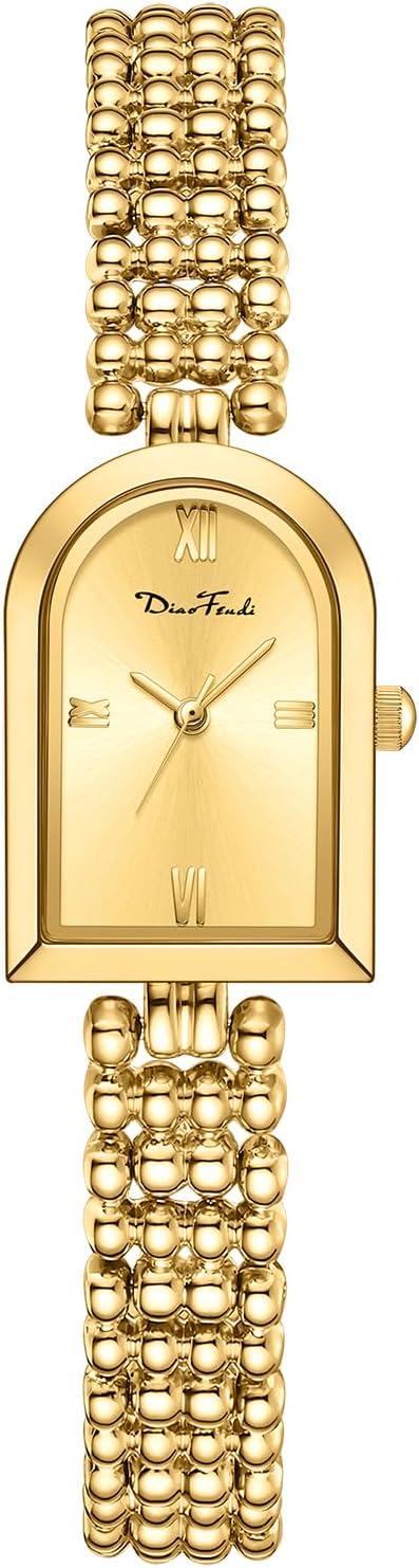 Diaofendi Petite Arch Gold Women’s Watch, Elegant Waterproof Ladies Watch with Japanese Quartz Movement, Adjustable Strap with Fit Tool D36323-All Gold image 2 of 6 B0DR836FD7
