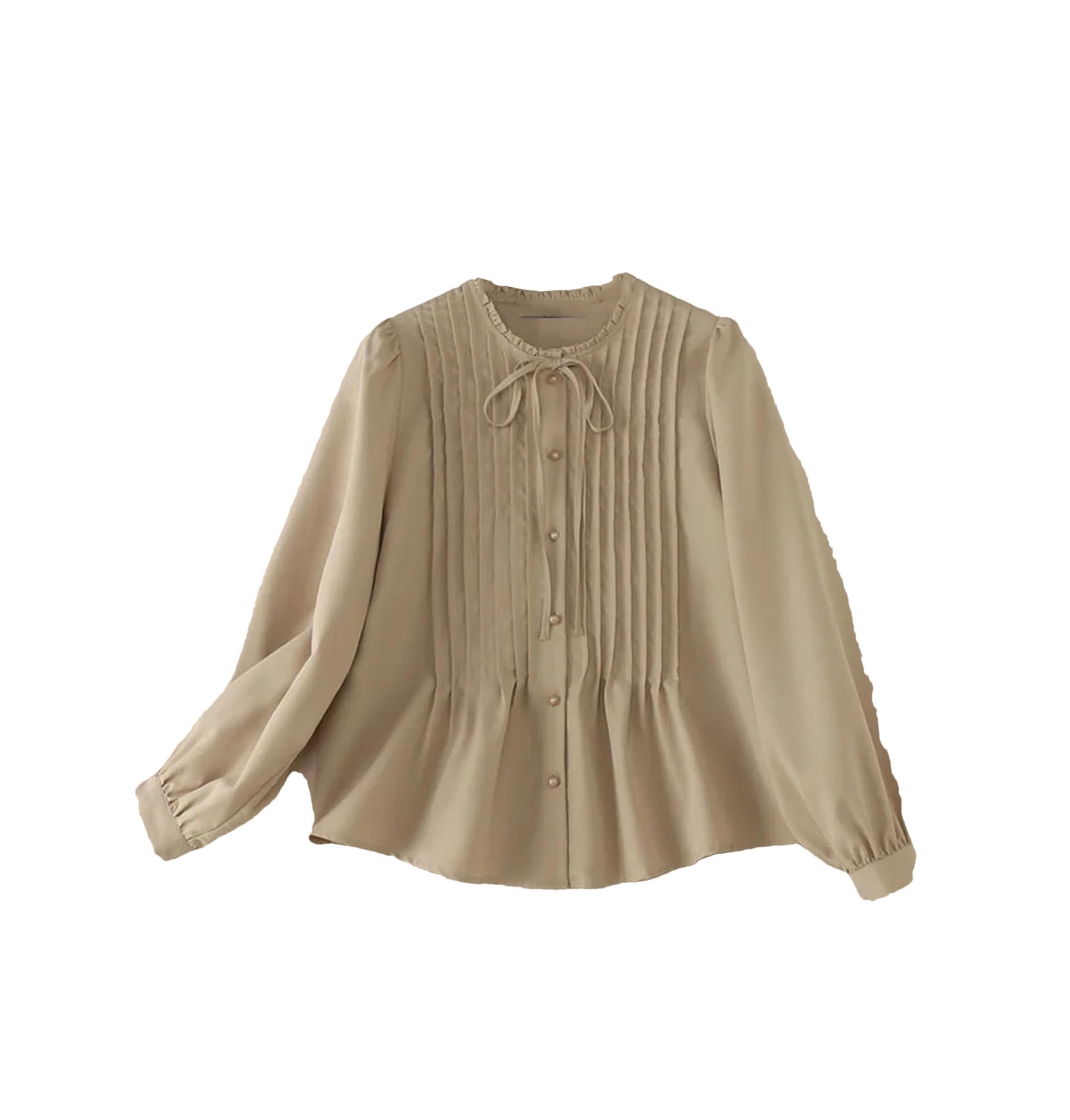 Camicetta da donna con volant per donna, elegante, casual, vintage, con lacci, girocollo, maniche a lanterna, top