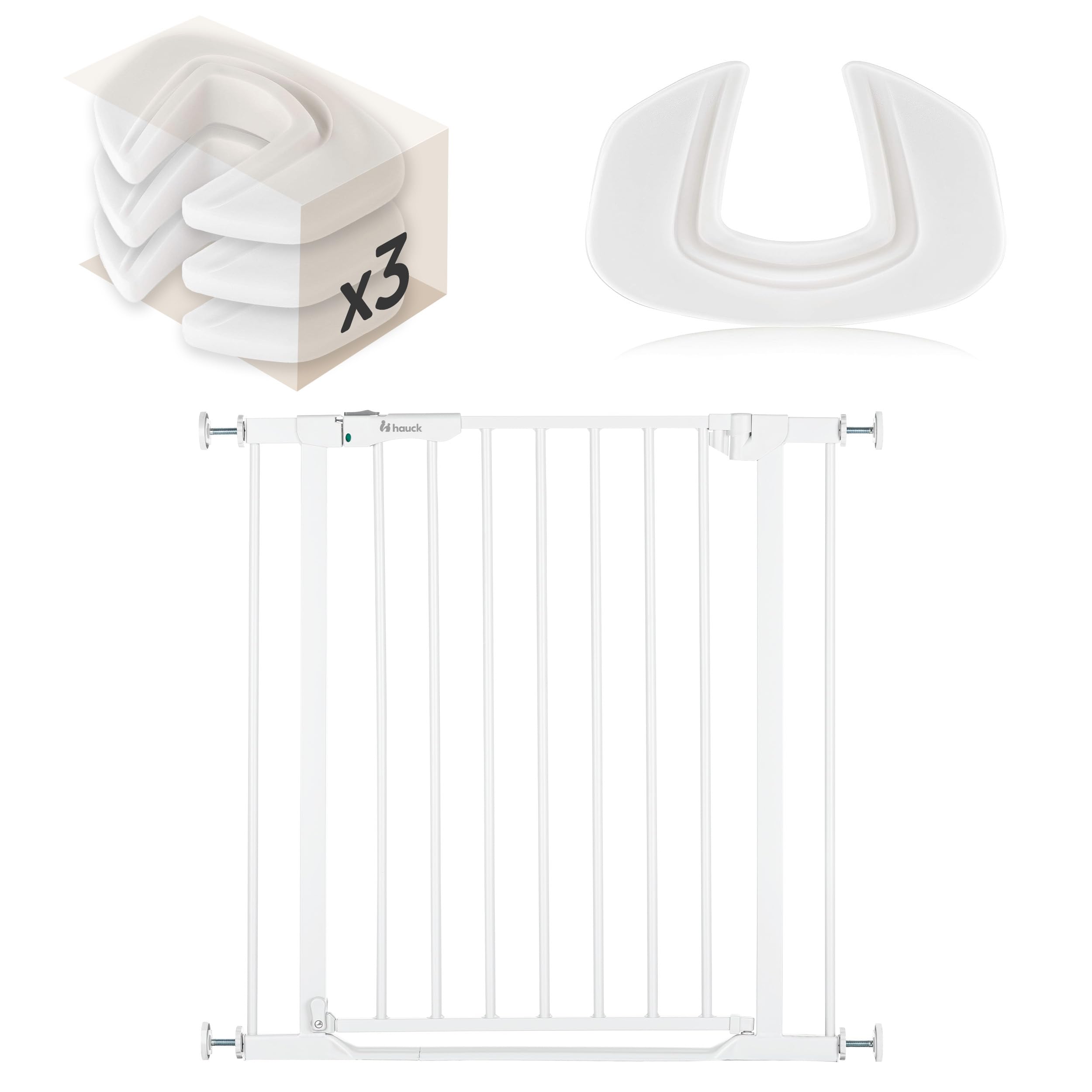 hauck Clear Step Autoclose 2 Barrera Seguridad Niños Escalera | Valla Infantil Ajustable de 75 a 80 cm | 3 Topes de Puerta | Vallas para Perros Umbral Plano y Cierre Automático – Blanco