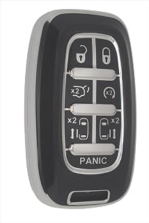 7 Button Key Fob Shell Cover for Chrysler Pacifica Accessories 2017 2018 2019 2020 2021 2022 2023 2024 Touring Limited Voyager Key Fob Cover (HEYEZQTY 7 Button Silver Black)