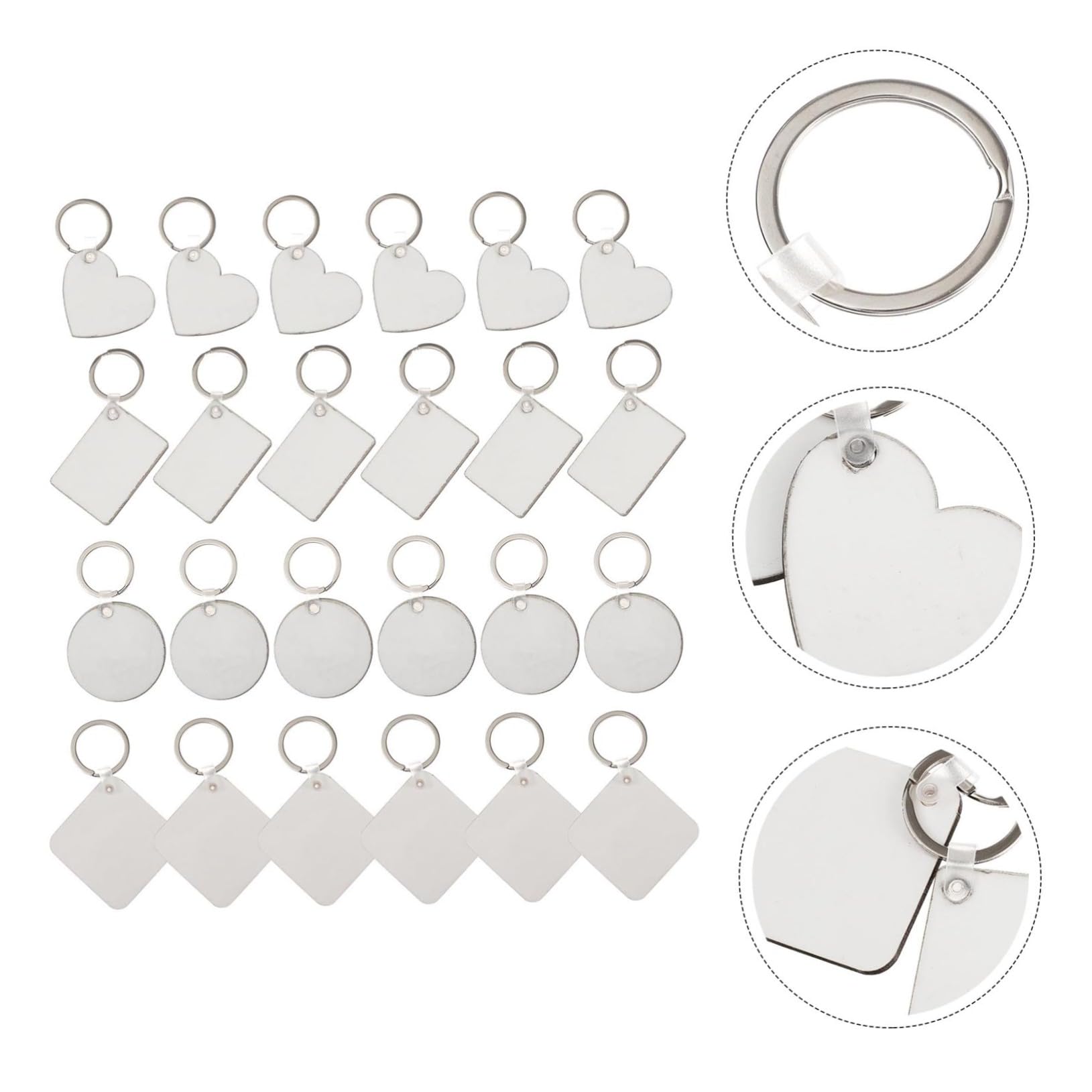 PLAFOPE Llavero en Blanco para Sublimación DIY de Mdf Anillo de Plata, Paquete de 36 Piezas Personalizables para Crear Llaveros Únicos en Festivales y Cumpleaños