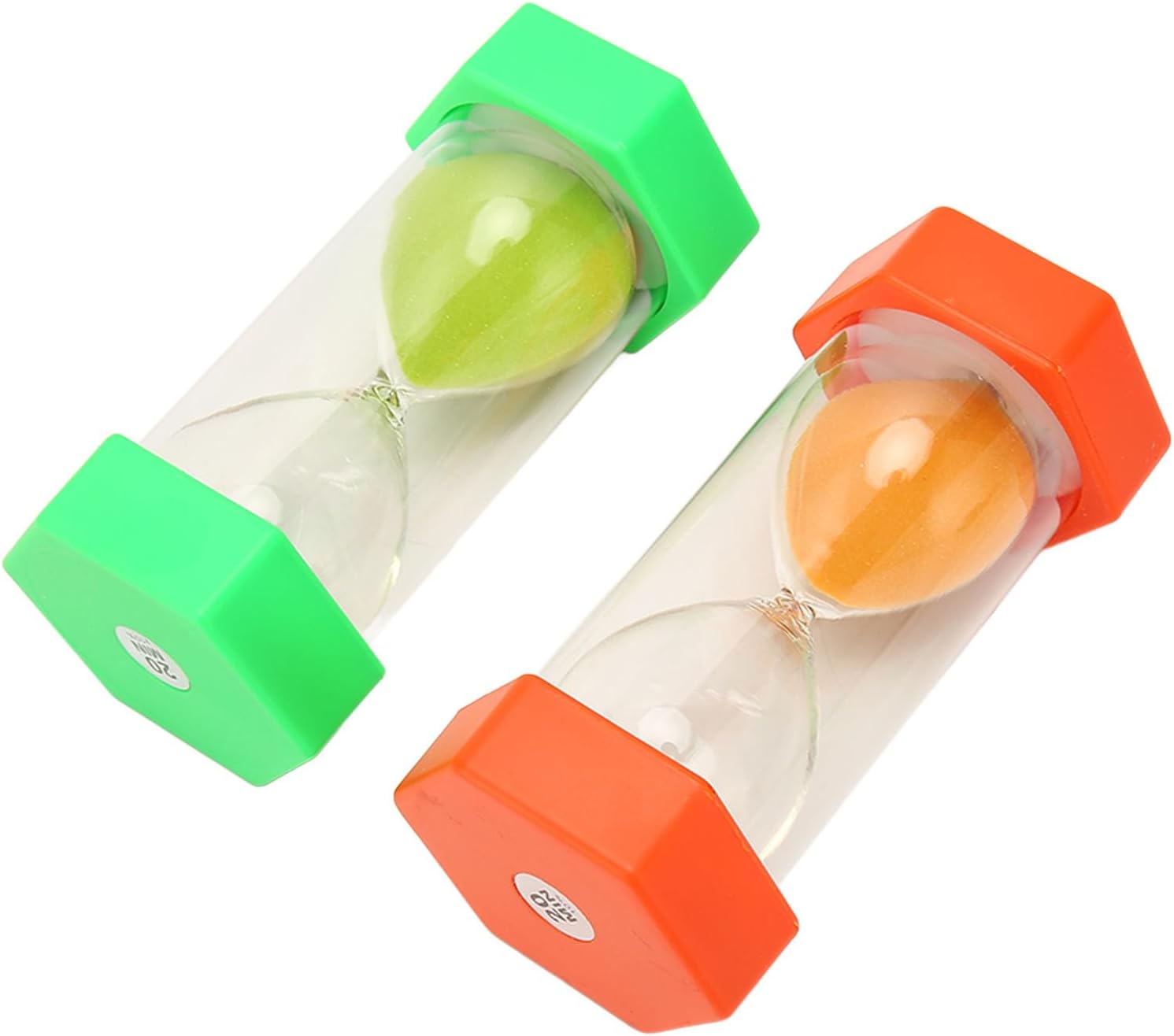 2Pcs Sand Timers 20 Minutes, Bright Colors, Hexagonal Shape, Visual Tool for Kids, Wide Application, Perfect Gift, Plastic, for Home Classroom Office