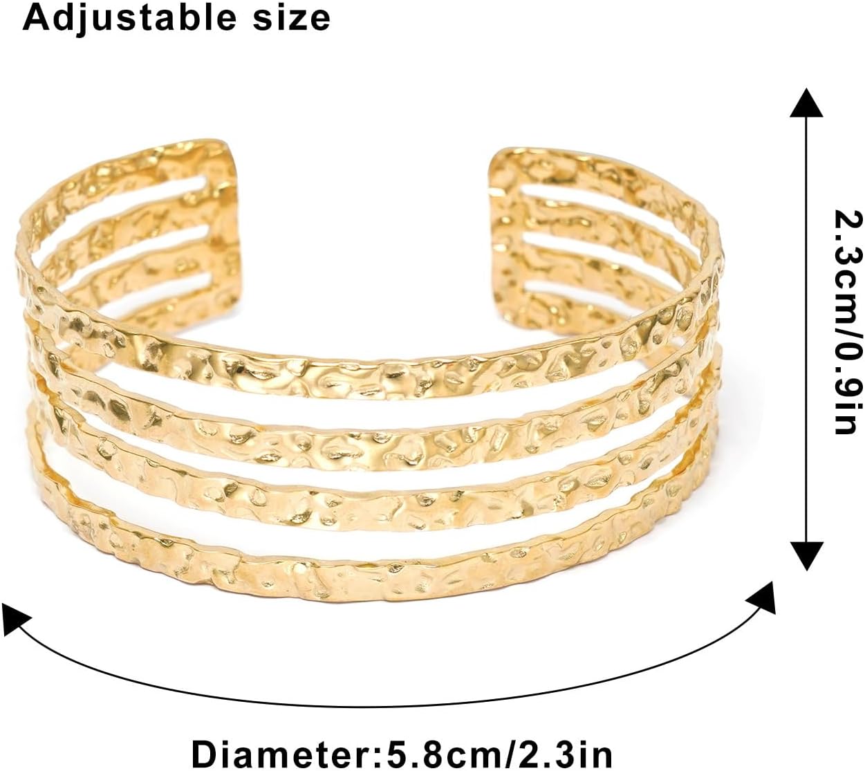 Multi-layer Cuff Bracelet for Women Cross Wire Bracelets Open Wide Cuff Gold Bangle Bracelet - Image 6