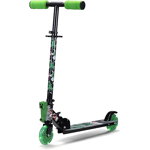 Minecraft 2 Wheel Kick Scooter with Light Up Wheels – Foldable, Non-Slip Deck, Comfortable & Smooth Ride