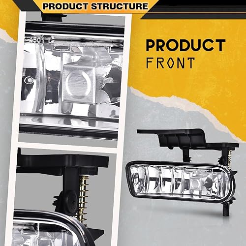 Miniatura 7 de Conjunto de luces antiniebla compatible con Chevy Silverado 1500 2500 1999-2002, Chevy Silverado 3500 2001-2002, Chevy SuburbanTahoe 2000-2006,