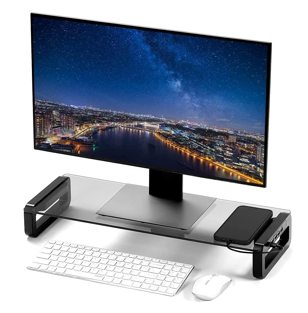 Buy Monitor Stand Riser, 4Port USB 3.0 Hub Tempered Glass Monitor