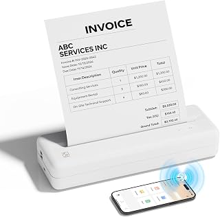HPRT MT810 Inkless Portable Printer, Wireless Bluetooth Thermal | 210mm Paper Roll Included, USB & App Printing for Android/iPhone/MAC/Windows, Ideal for Home, Office, or Travel Use,Black