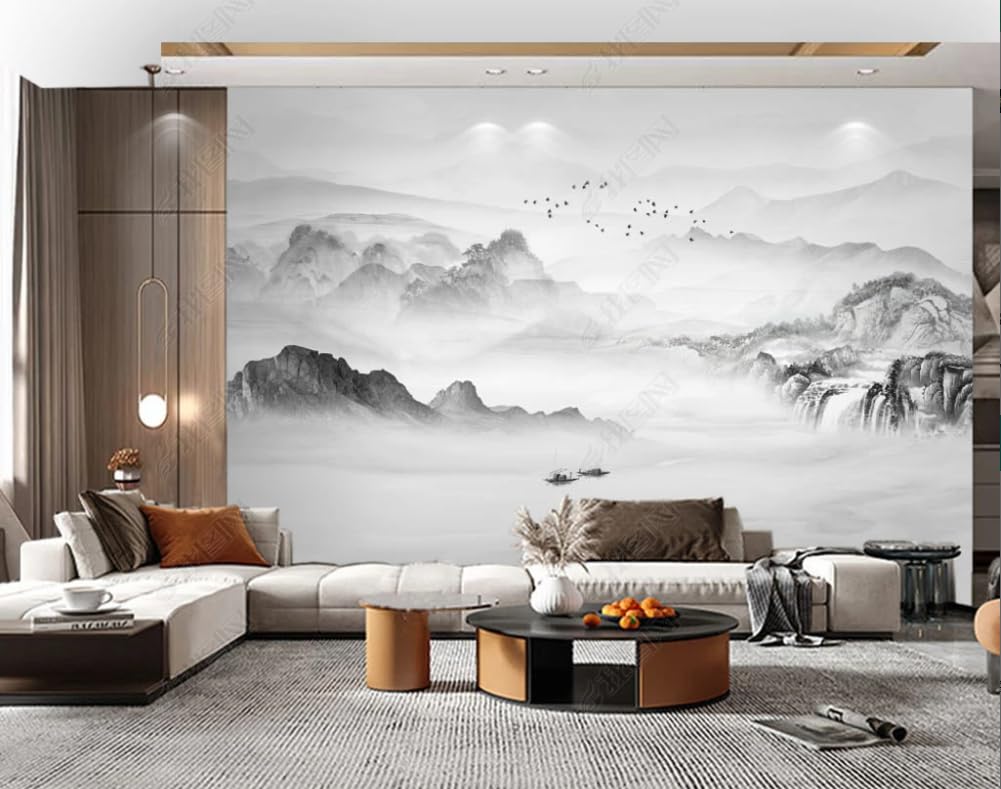 Papier peint paysage encre de Chine décoration murale salon poster géant 150x105