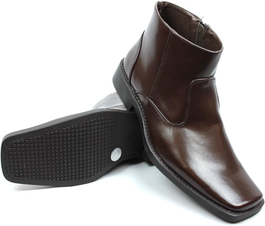 Black High Top Men's Dress Boots Side Zipper Columbus Modern