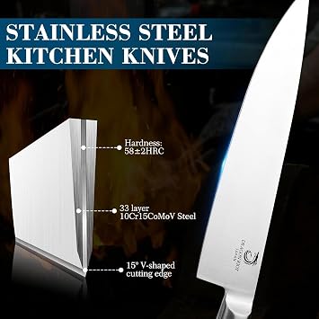DRAGON RIOT Knife Set with Block 7 Piece Knife Block with Sharpener