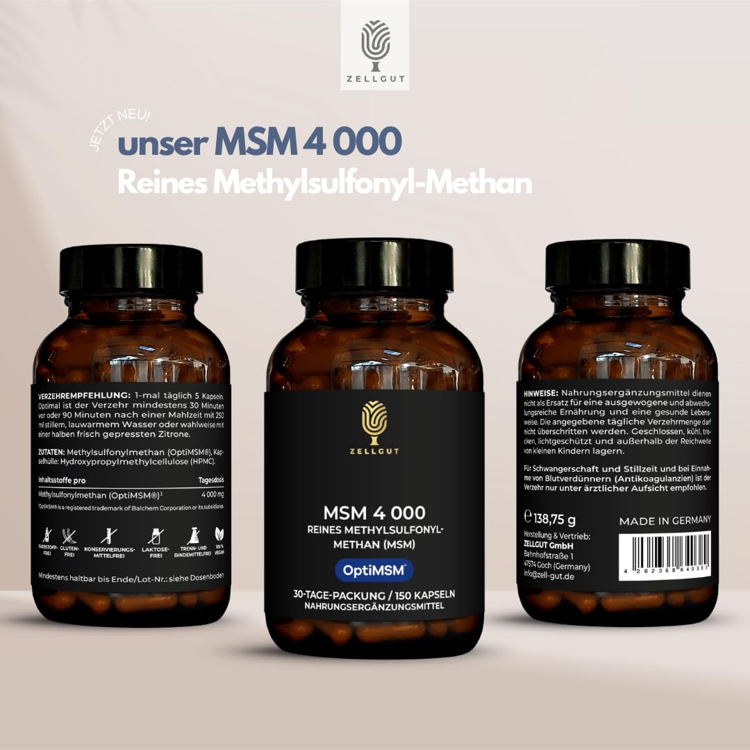 MSM 4000 • PATENTIERTER MARKENROHSTOFF OptiMSM® • 150 KAPSELN