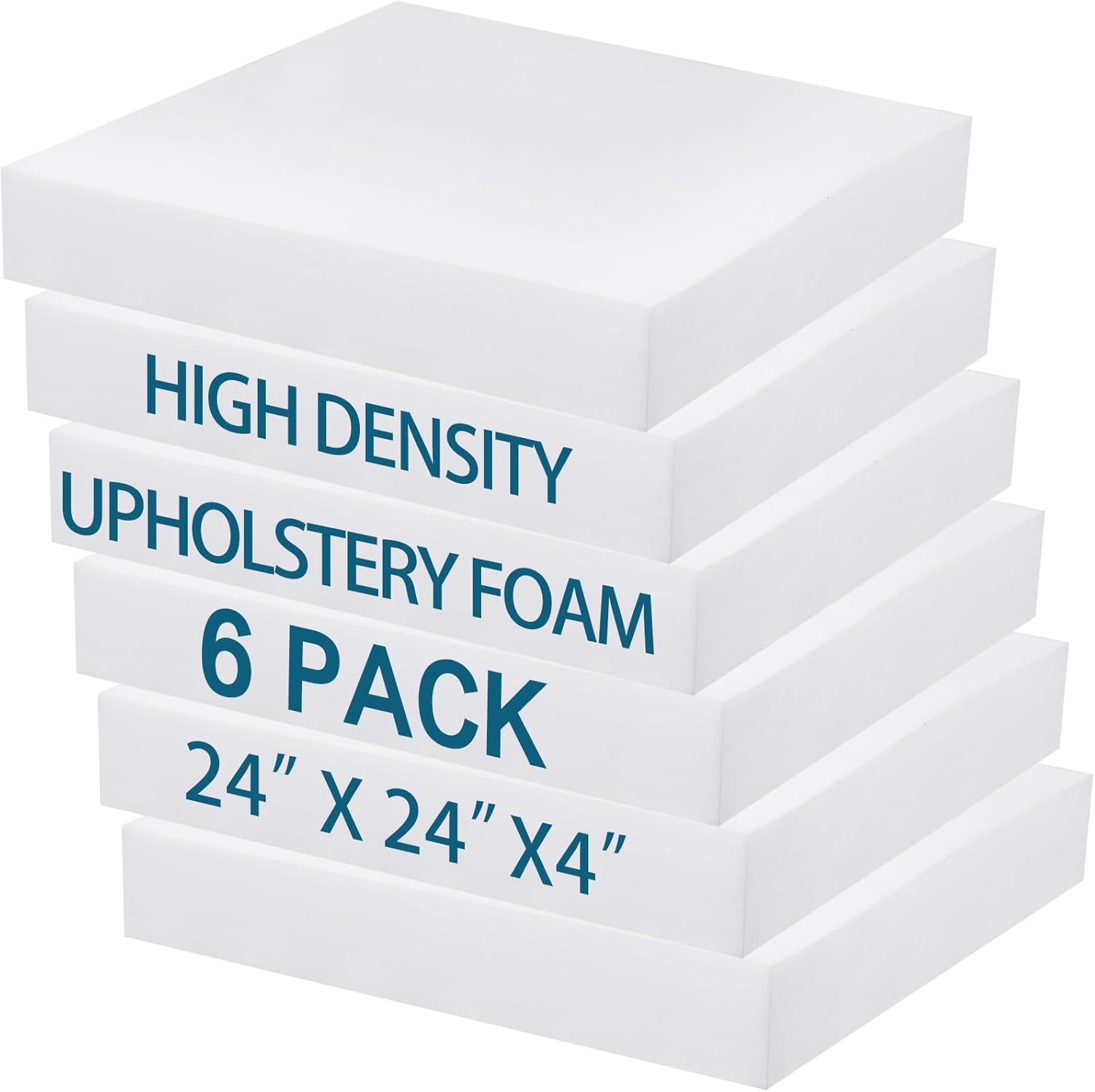 Frienda 6 Pack 4” Height x 24” Width x 24” Length High Density Outdoor Couch Cushion Replacements for Patio Furniture Square Upholstery Foam Pad for Couch Cushion Sofa Support Outdoor