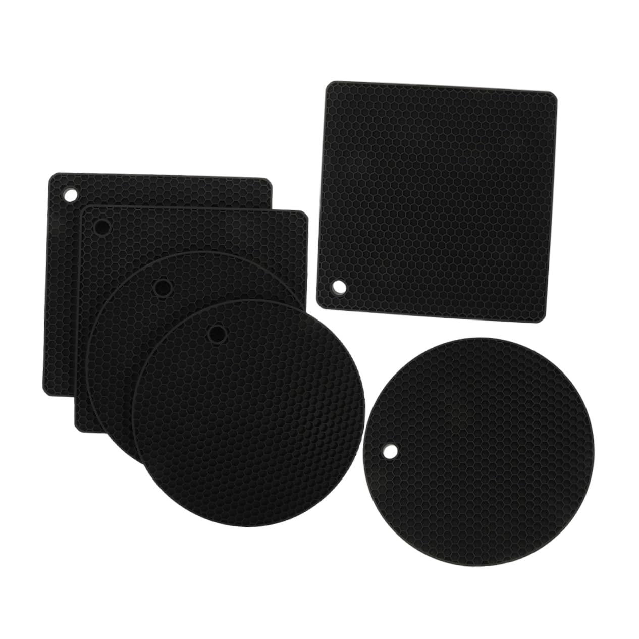 Sottopentola Nero, 6 Pezzi in Silicone Struttura Alveolare